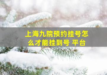 上海九院预约挂号怎么才能挂到号 平台